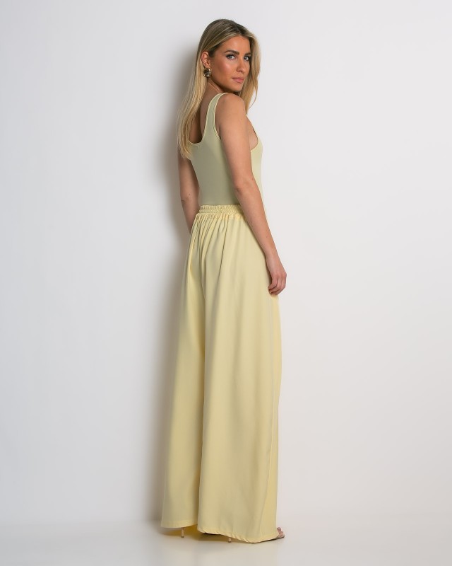 Παντελόνα wide leg με πιέτες lemon