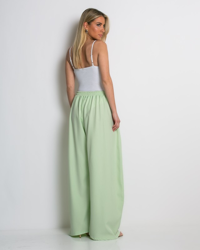 Παντελόνα wide leg με πιέτες μέντα