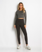 Κολάν ψηλόμεσο με εξωτερικές ραφές ανθρακί