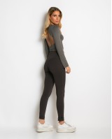 Κολάν ψηλόμεσο με εξωτερικές ραφές ανθρακί