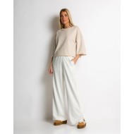 Παντελόνι φούτερ αχνούδιαστο ψηλόμεσο εκρού