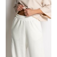 Παντελόνι φούτερ αχνούδιαστο ψηλόμεσο εκρού