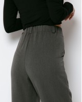 Παντελόνι ψηλόμεσο με πιέτα ανθρακί μελανζέ