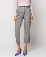 Παντελόνι με πιέτα και ρεβέρ γκρι μελανζέ