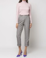 Παντελόνι με πιέτα και ρεβέρ γκρι μελανζέ