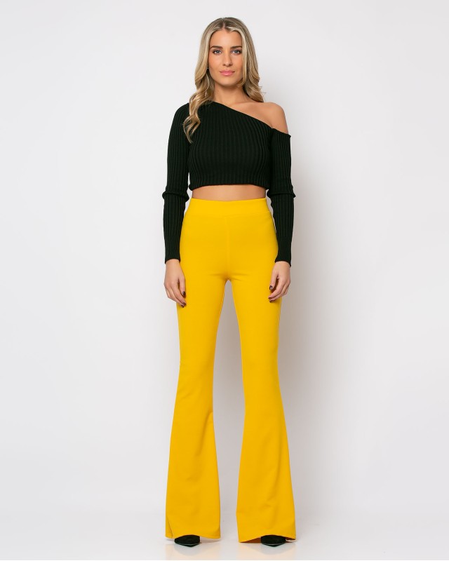 Παντελόνι καμπάνα μουσταρδί