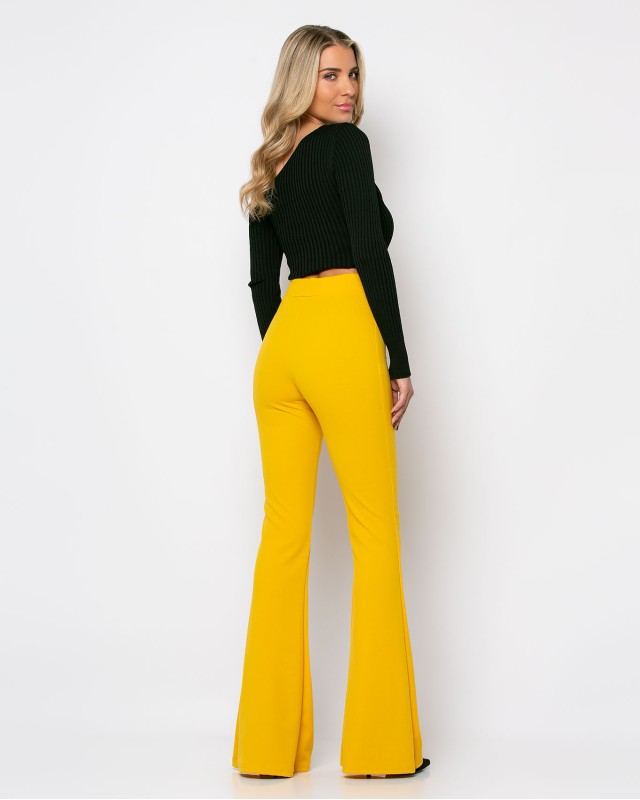 Παντελόνι καμπάνα μουσταρδί