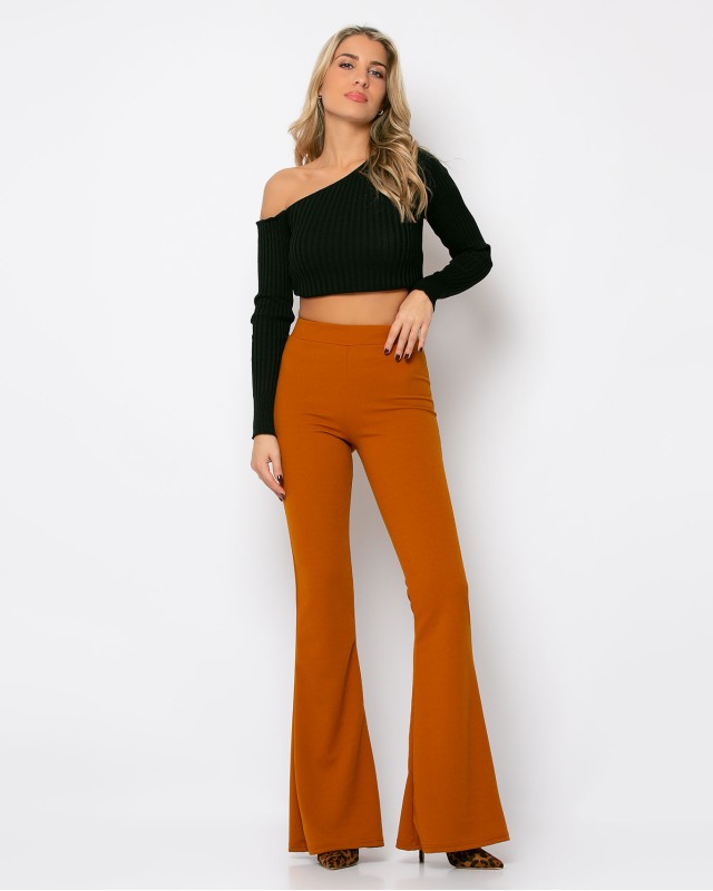 Παντελόνι καμπάνα κανέλα