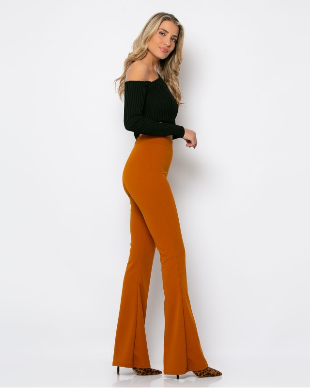 Παντελόνι καμπάνα κανέλα