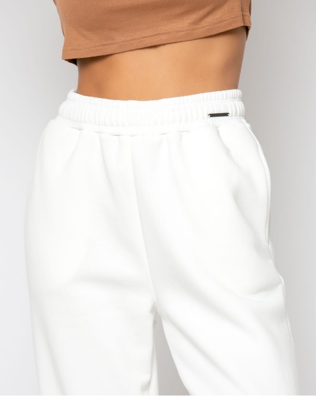 Φόρμα φούτερ με λάστιχο εκρού