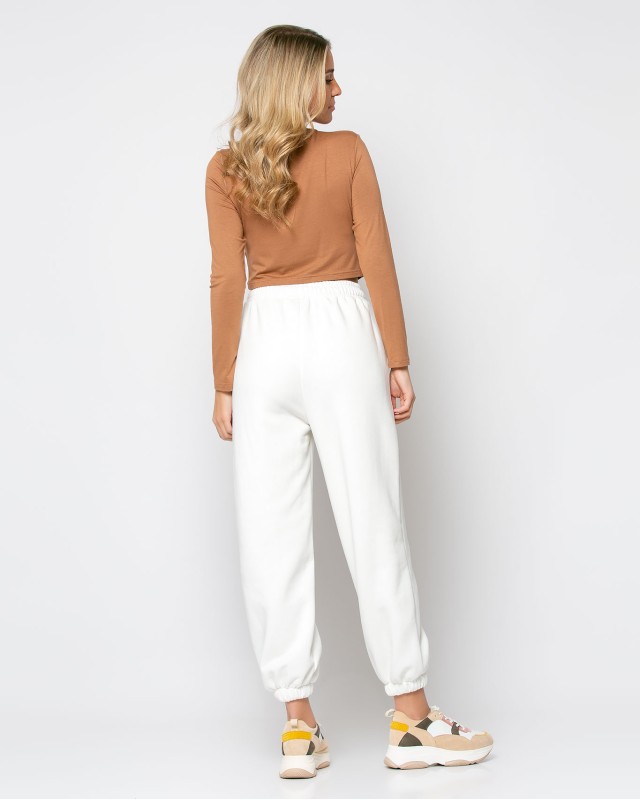 Φόρμα φούτερ με λάστιχο εκρού