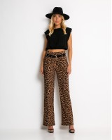 Παντελόνι με λάστιχο στη μέση & leopard μοτίβο καφέ