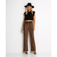Παντελόνι με λάστιχο στη μέση & leopard μοτίβο καφέ