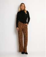 Παντελόνι με λάστιχο στη μέση & leopard μοτίβο μπεζ