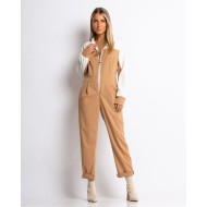 Ολόσωμη δίχρωμη φόρμα μακρυμάνικη μπεζ