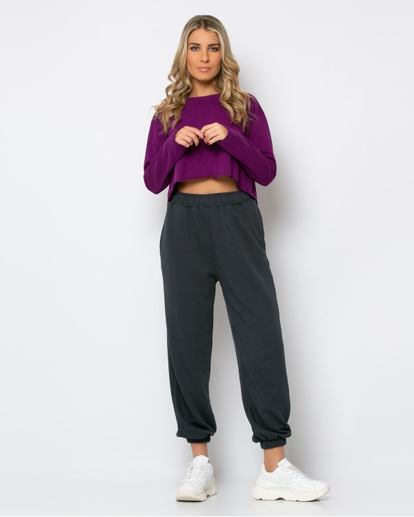 Παντελόνι φούτερ με λάστιχο πράσινο σκούρο