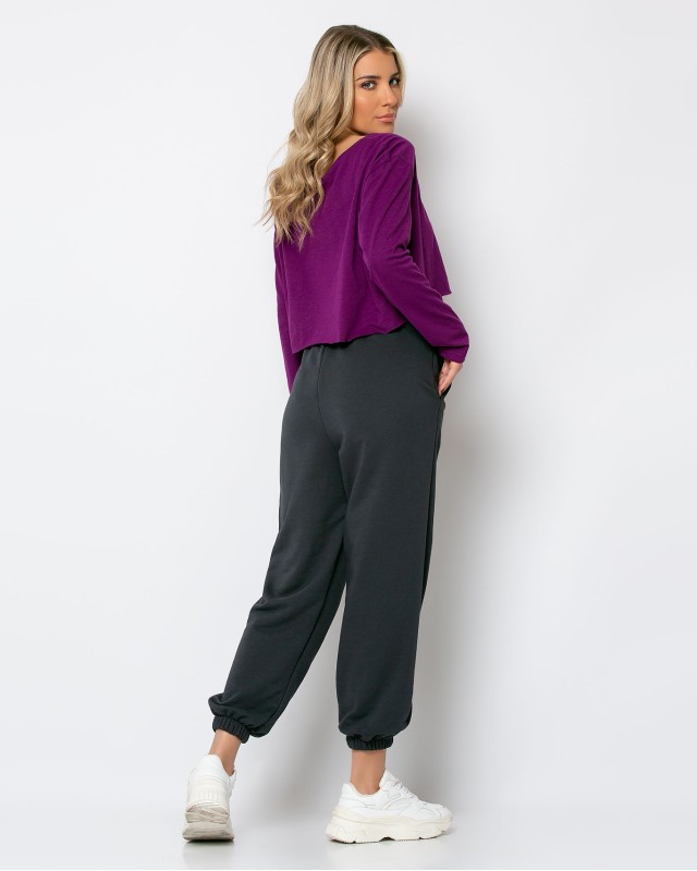 Παντελόνι φούτερ με λάστιχο ανθρακί