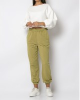 Παντελόνι φούτερ με λάστιχο λαδί