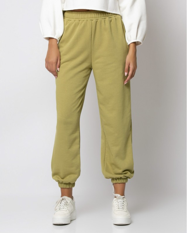 Παντελόνι φούτερ με λάστιχο λαδί