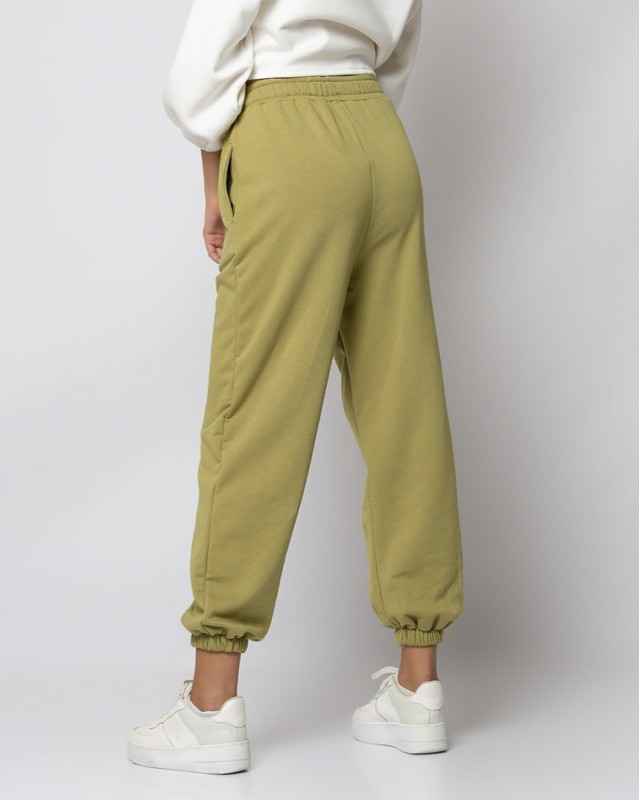 Παντελόνι φούτερ με λάστιχο λαδί