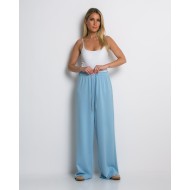 Φόρμα Wide Leg με Λάστιχο και Κορδόνι στη μέση γαλάζια