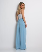 Φόρμα Wide Leg με Λάστιχο και Κορδόνι στη μέση γαλάζια