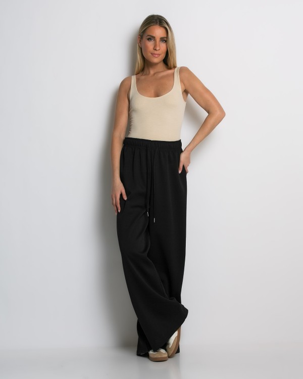 Φόρμα Wide Leg με Λάστιχο και Κορδόνι στη μέση γαλάζια