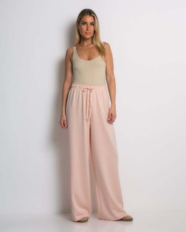 Φόρμα Wide Leg με Λάστιχο και Κορδόνι στη μέση γαλάζια
