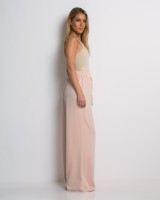 Φόρμα Wide Leg με Λάστιχο και Κορδόνι στη μέση ροζ