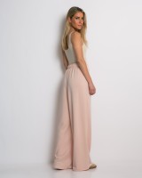 Φόρμα Wide Leg με Λάστιχο και Κορδόνι στη μέση ροζ