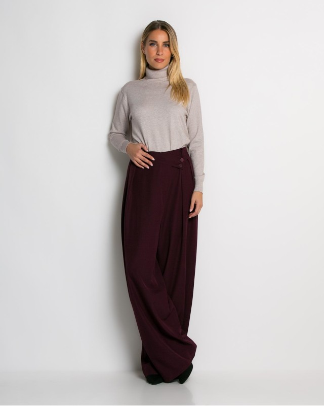 Παντελόνα με κούμπωμα στο πλάι δαμασκηνί