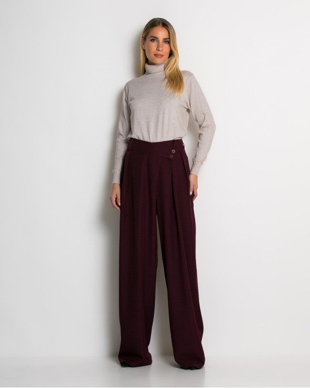 Παντελόνα με κούμπωμα στο πλάι δαμασκηνί