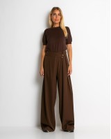 Παντελόνα με κούμπωμα στο πλάι καφέ