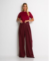 Παντελόνα με κούμπωμα στο πλάι μπορντώ