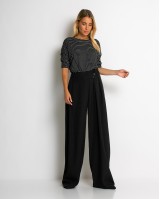 Παντελόνα με κούμπωμα στο πλάι μαύρο