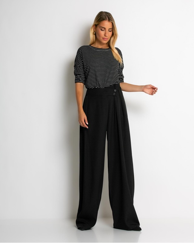 Παντελόνα με κούμπωμα στο πλάι μαύρο