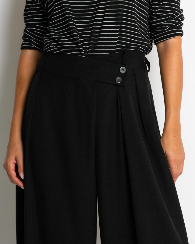 Παντελόνα με κούμπωμα στο πλάι μαύρο