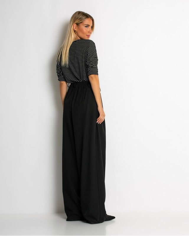 Παντελόνα με κούμπωμα στο πλάι μαύρο