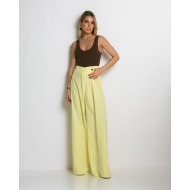 Παντελόνα με κούμπωμα στο πλάι yellow