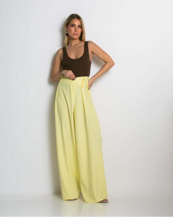 Παντελόνα με κούμπωμα στο πλάι yellow
