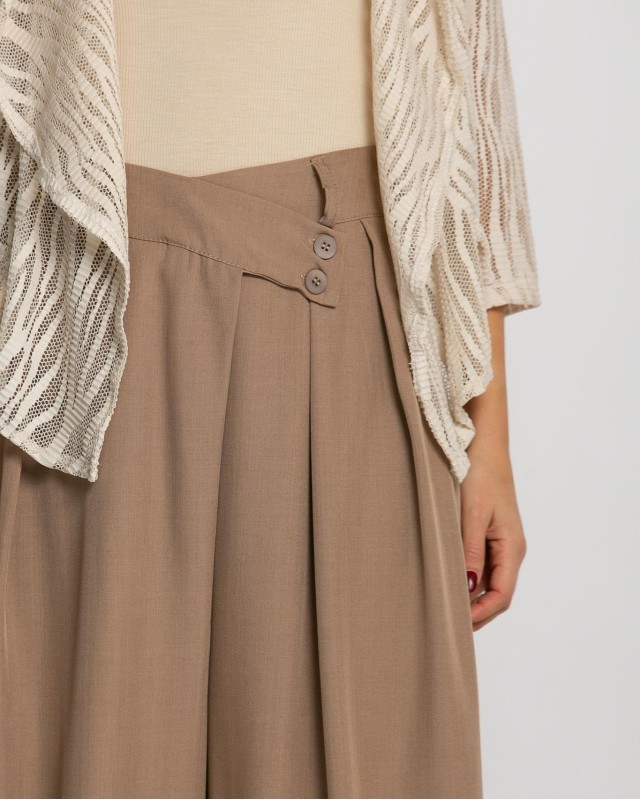 Παντελόνα με κούμπωμα στο πλάι μπεζ ανοιχτό