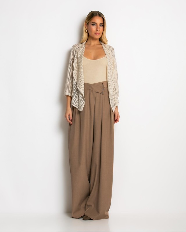 Παντελόνα με κούμπωμα στο πλάι μπεζ ανοιχτό