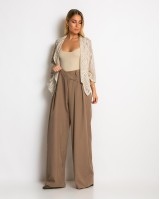 Παντελόνα με κούμπωμα στο πλάι μπεζ ανοιχτό