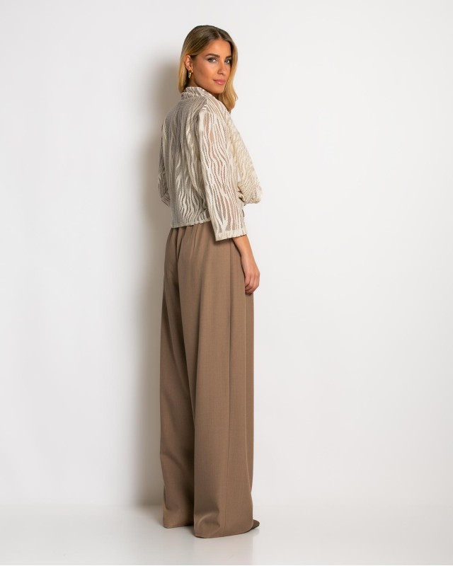 Παντελόνα με κούμπωμα στο πλάι μπεζ ανοιχτό