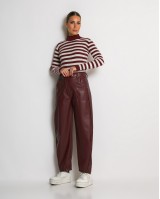 Παντελόνι δερματίνη ψηλόμεσο carrot μπορντό