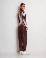 Παντελόνι δερματίνη ψηλόμεσο carrot μπορντό