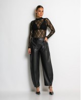 Παντελόνι δερματίνη ψηλόμεσο carrot μαύρο