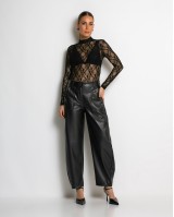 Παντελόνι δερματίνη ψηλόμεσο carrot μαύρο