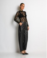 Παντελόνι δερματίνη ψηλόμεσο carrot μαύρο