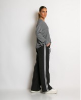 Παντελόνι κοτλέ με λάστιχο και ρίγες στο πλάι ανθρακί